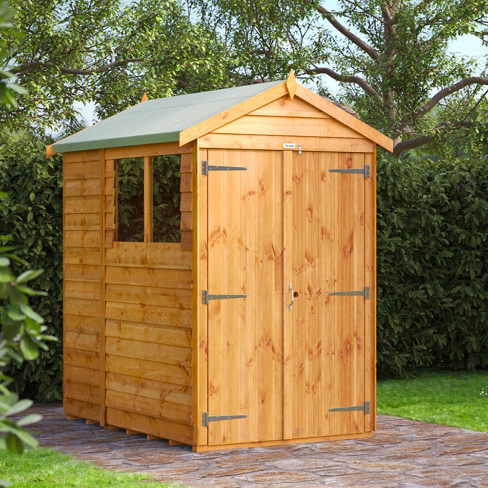 Power Sheds 6 x 4ft Double Door Overlap Apex Wooden Shed Image 2