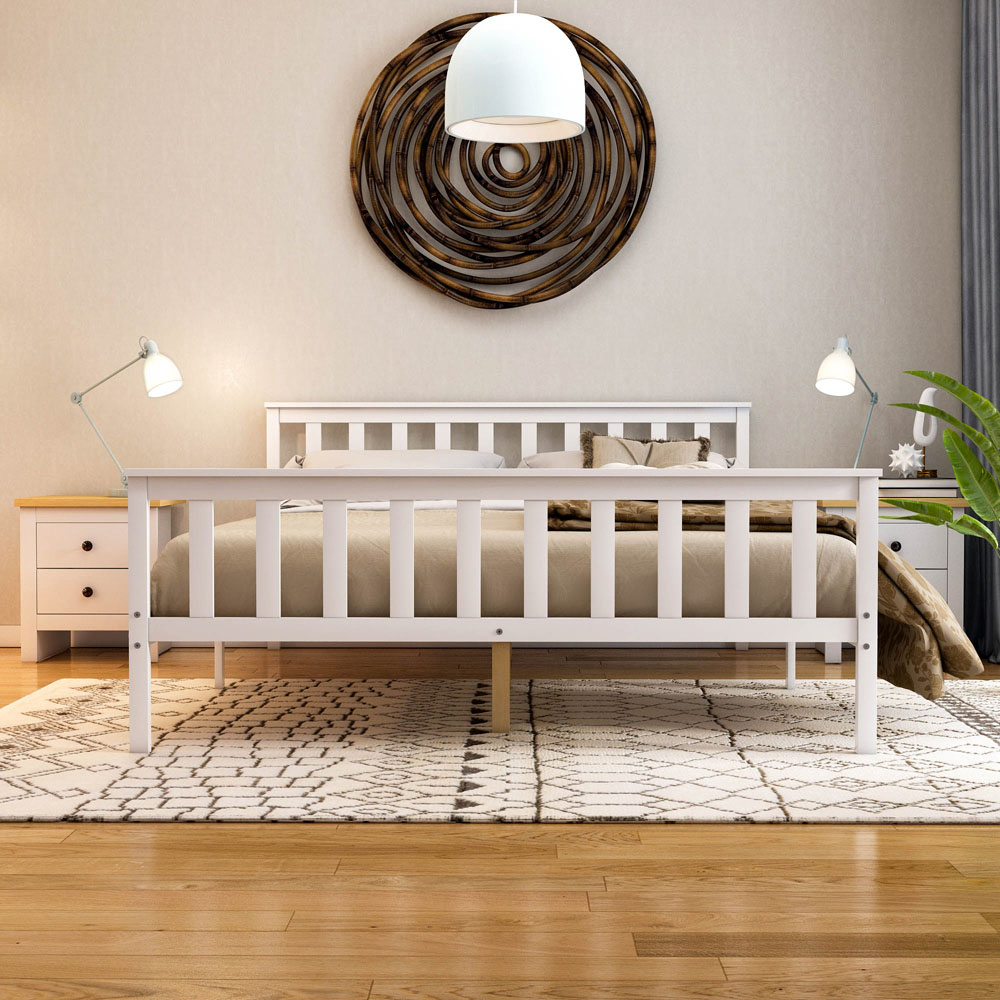 Vida Designs Milan King Size White High Foot Wooden Bed Frame Image 7