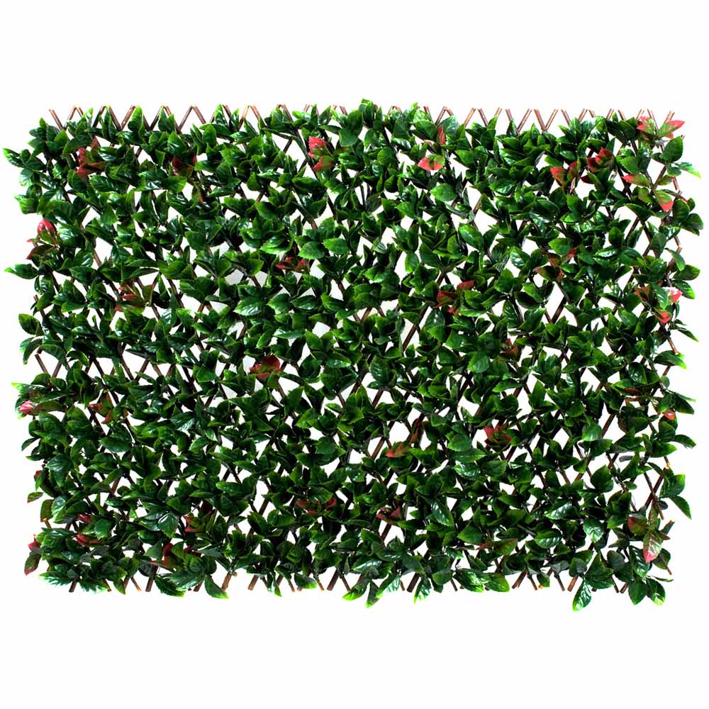 GreenBrokers Artificial Red and Green Leaf Foliage Expandable Willow Trellis 100 x 200cm Image 2