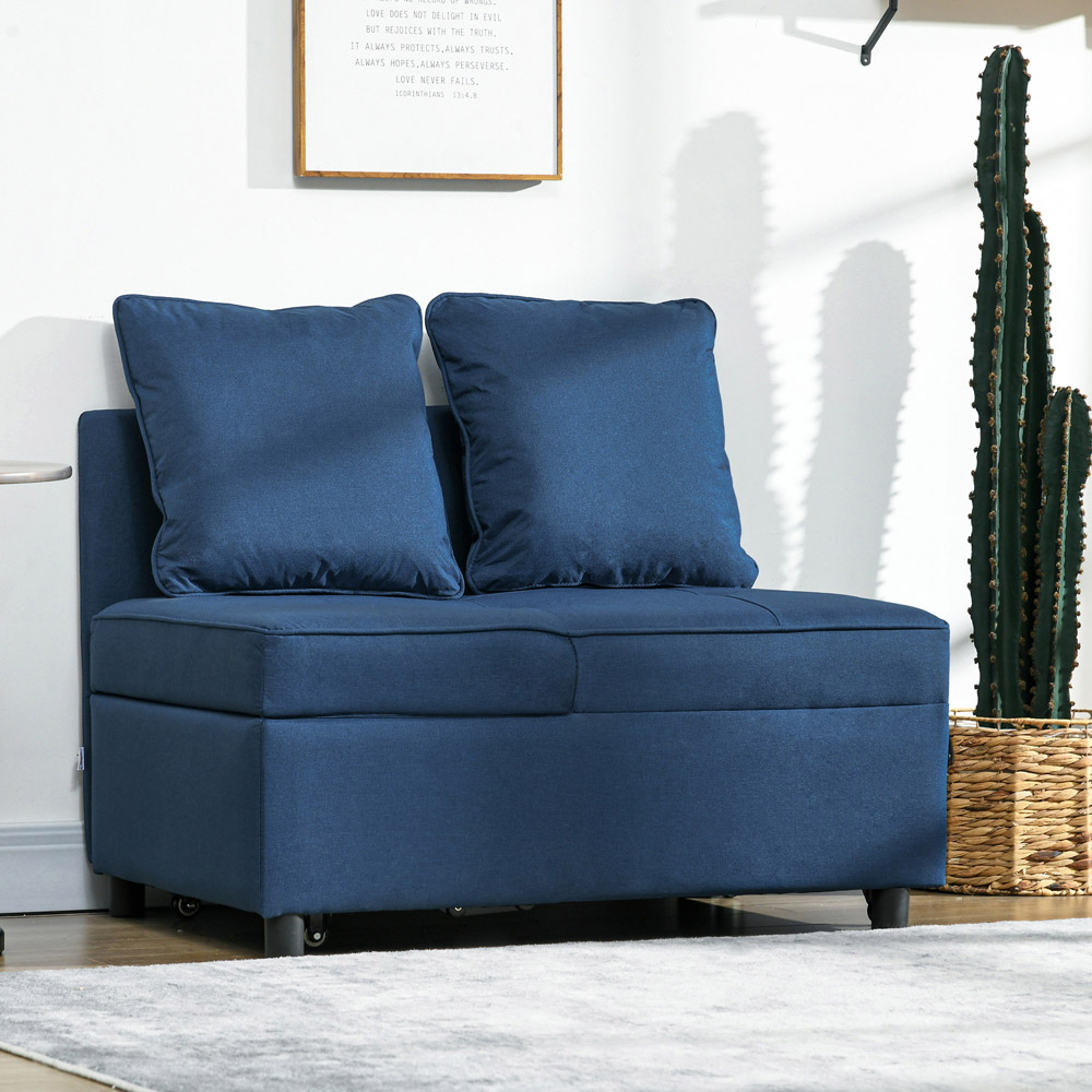 Portland Blue Single Sleeper Recliner Sofa Bed Image 4