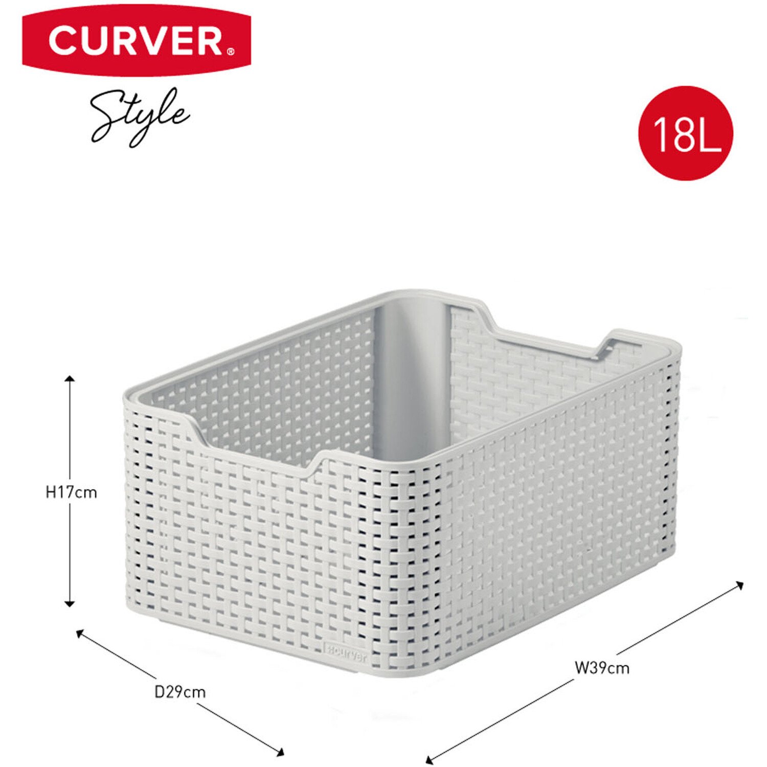 Curver Grey Storage Basket 18L Image 6