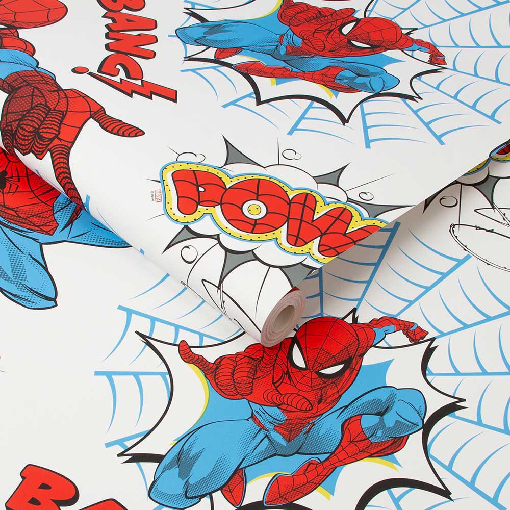Marvel Spiderman Pow Multicolour Wallpaper Image 2