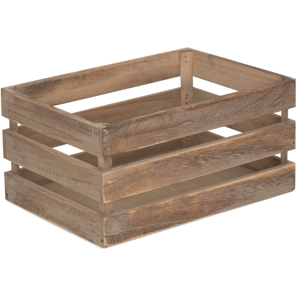 Red Hamper Medium Oak Effect Wooden Storage Crate Image 1
