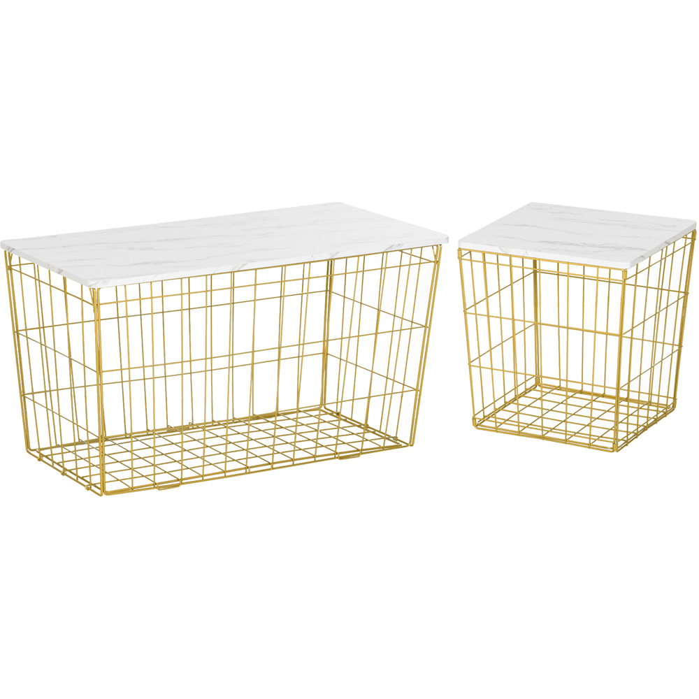 Portland White Wired Storage Side Tables Set of 2 Image 2