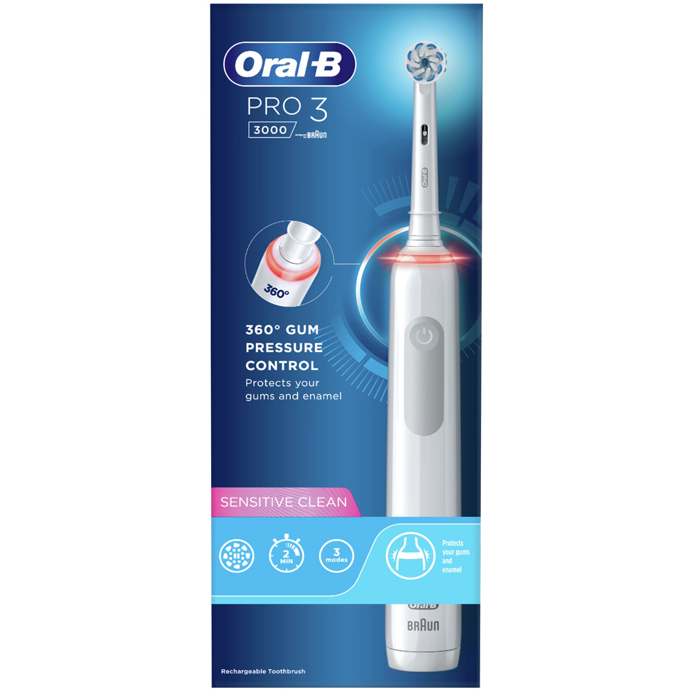 Oral-B PRO 3 3000 Sensitive White Electric Tooth Brush Image 1
