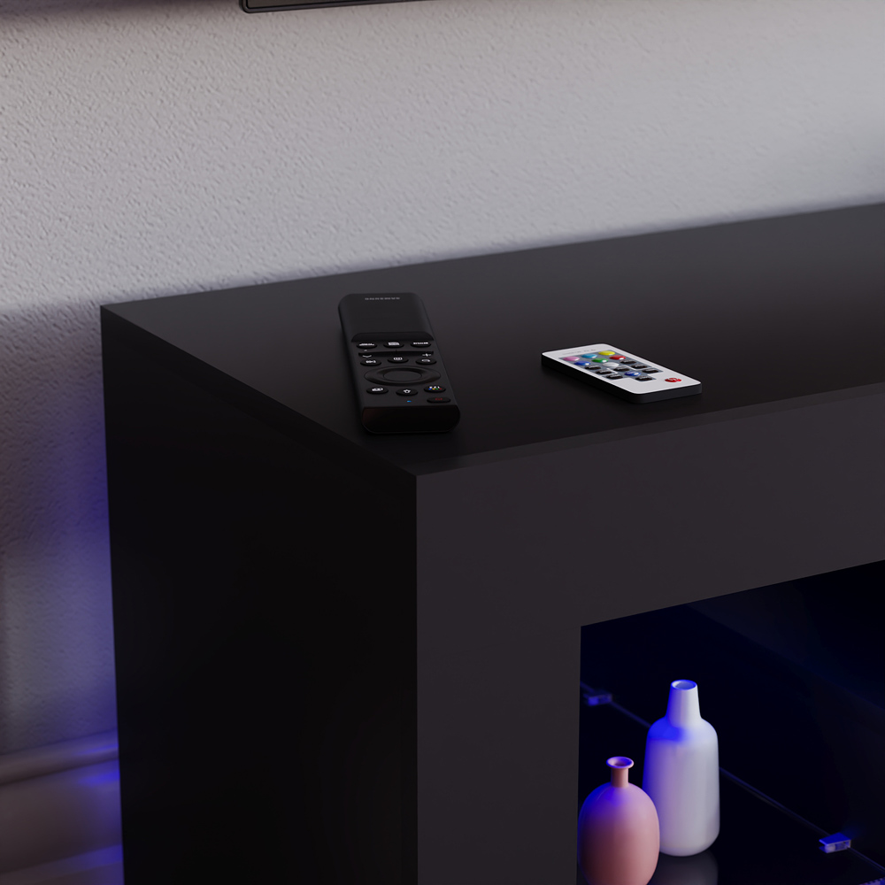 Vida Designs Luna Single Drawer Black TV Unit with LED Image 3