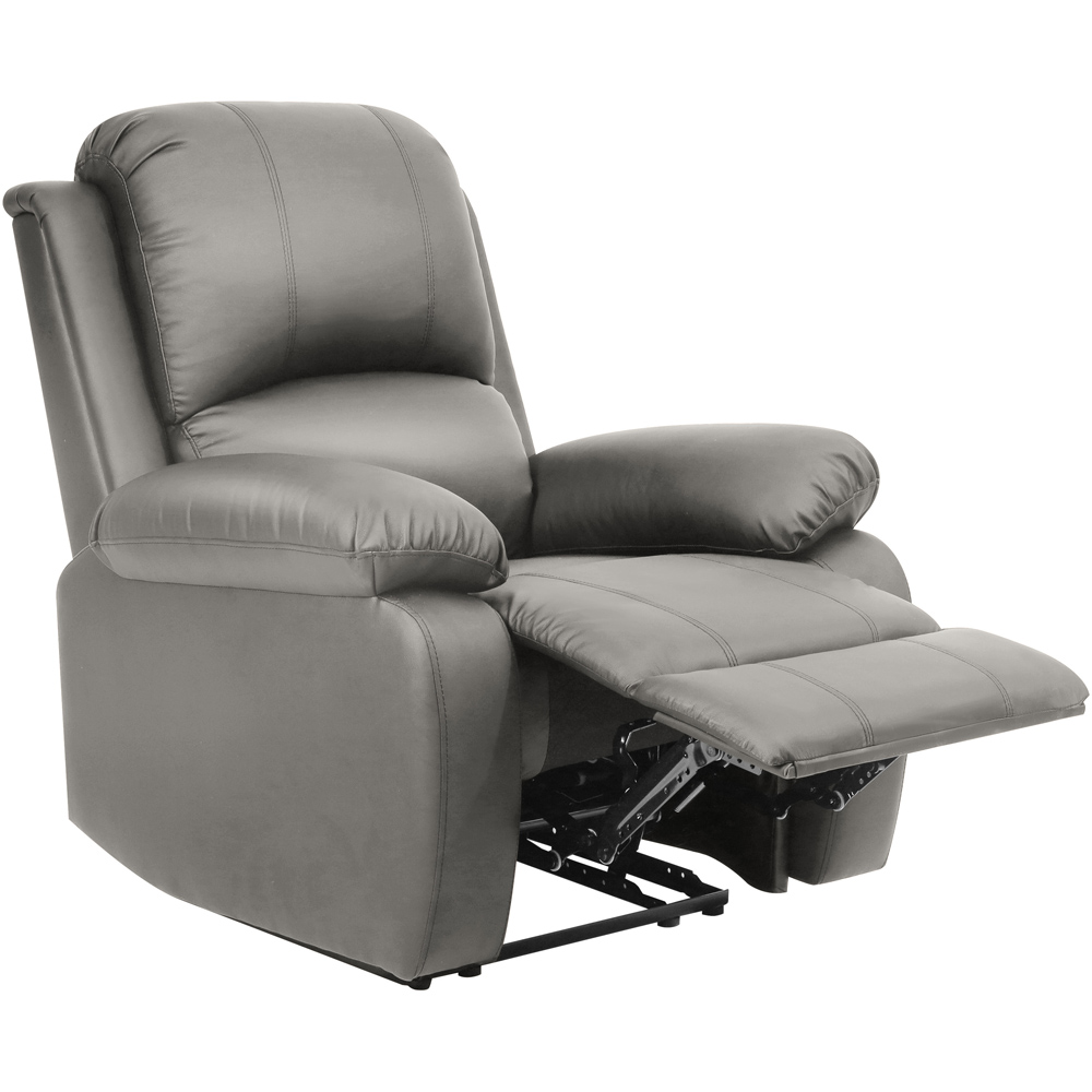 Brooklyn Light Grey Bonded Leather Manual Recliner Chair Image 2