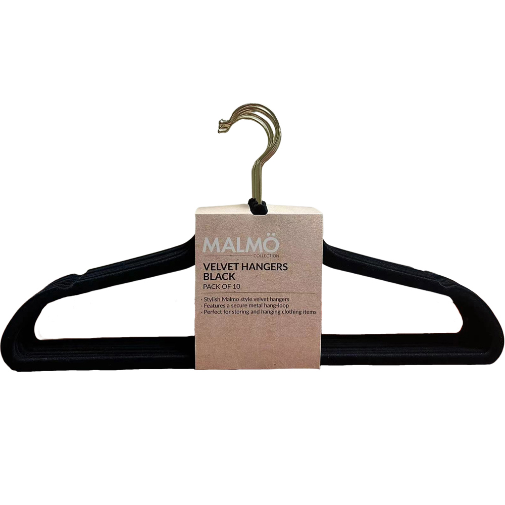 Malmo Black Velvet Hangers 10 Pack Image 1