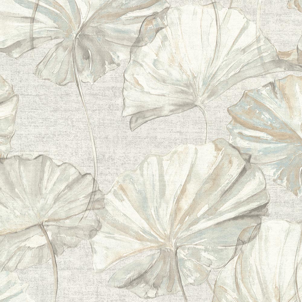 Grandeco Boutique Collection Water Lily White Wallpaper Image 1