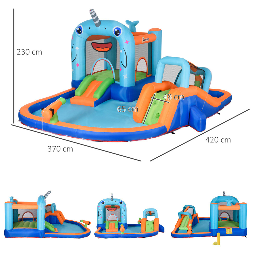 Outsunny 5-in-1 Whale Style Bouncy Castle Image 6