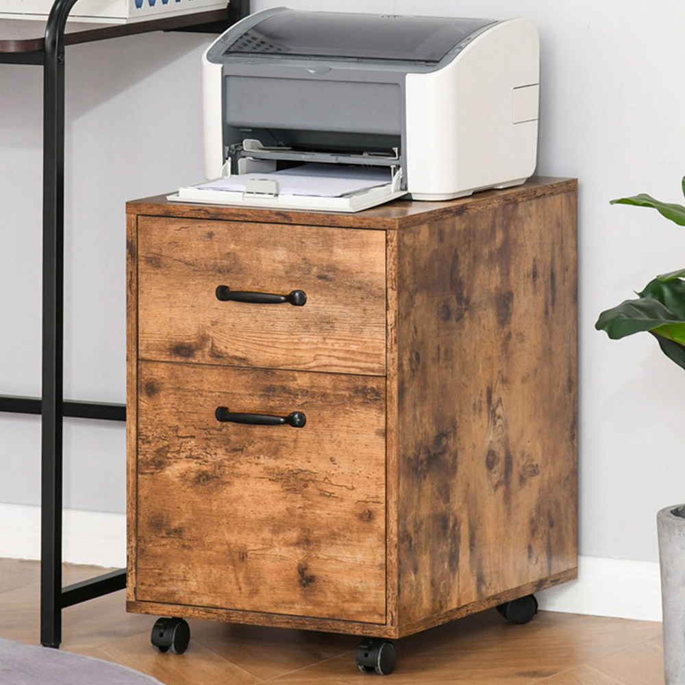Vinsetto Brown 2-Tier Filing Cabinet Image 1