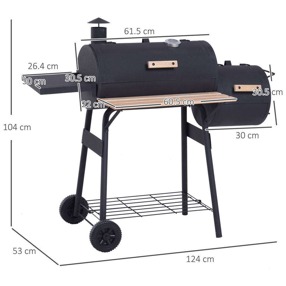 Outsunny Black Trolley Charcoal BBQ Barrell Image 6