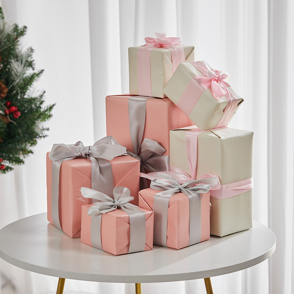 Living and Home Pink Ribbon Gift Boxes Set 7 Piece Image 3