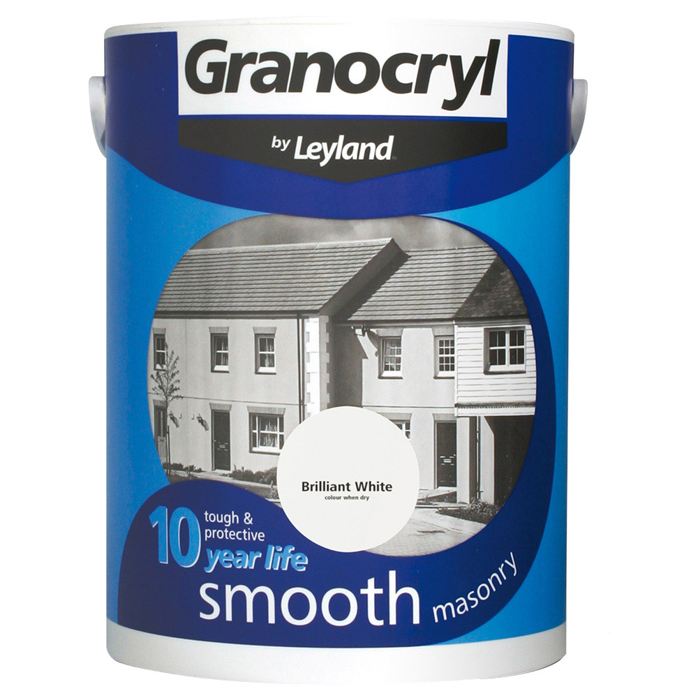Leyland Granocryl Walls Brilliant White Smooth Masonry Paint 5L Image 2