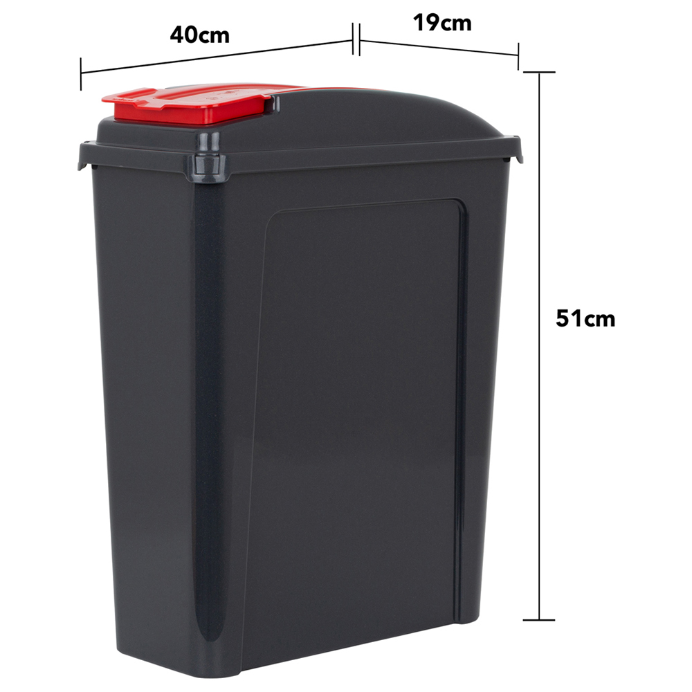 Wham 3 Piece 25L Plastic Recycle Bin Graphite/Asst Red/Green/Yellow Lids Image 5