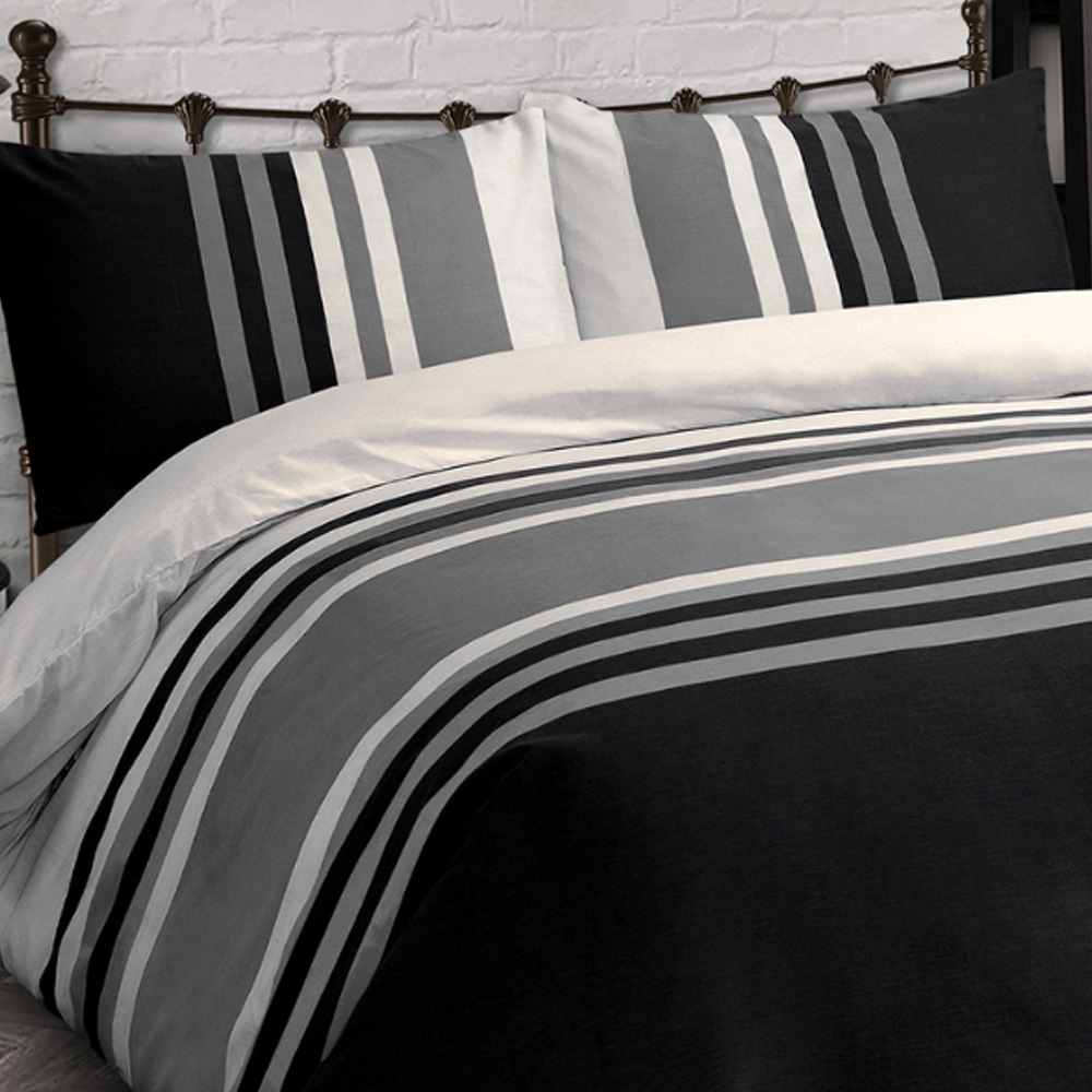 Velosso Single Black Tonal Stripe Duvet Set Image 2