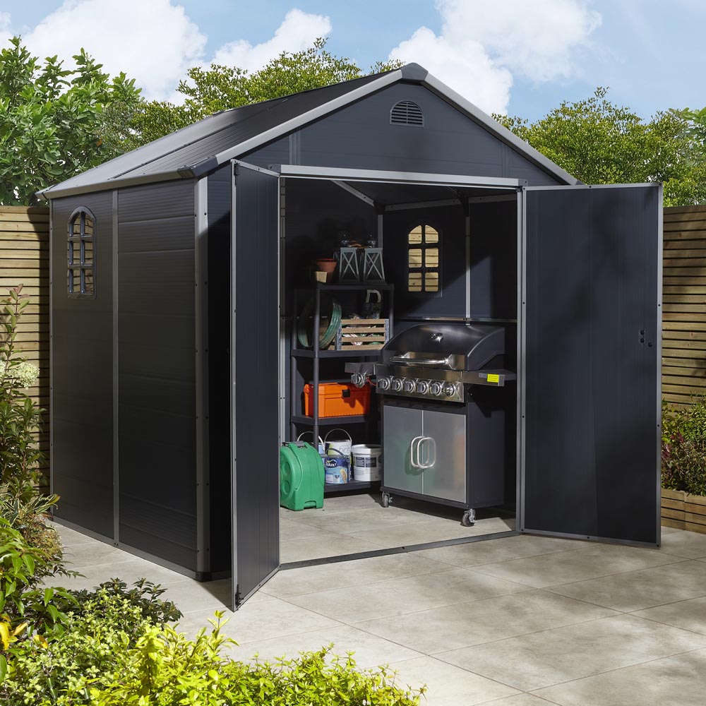 Rowlinson 8 x 6ft Dark Grey  Airevale Plastic Garden Shed Image 7
