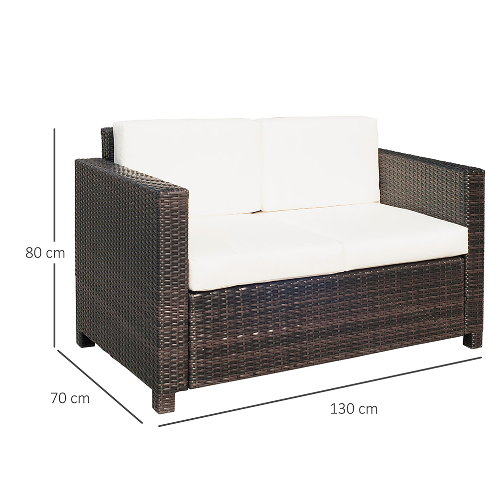 Outsunny 2 Seater Brown Rattan Sofa Image 6