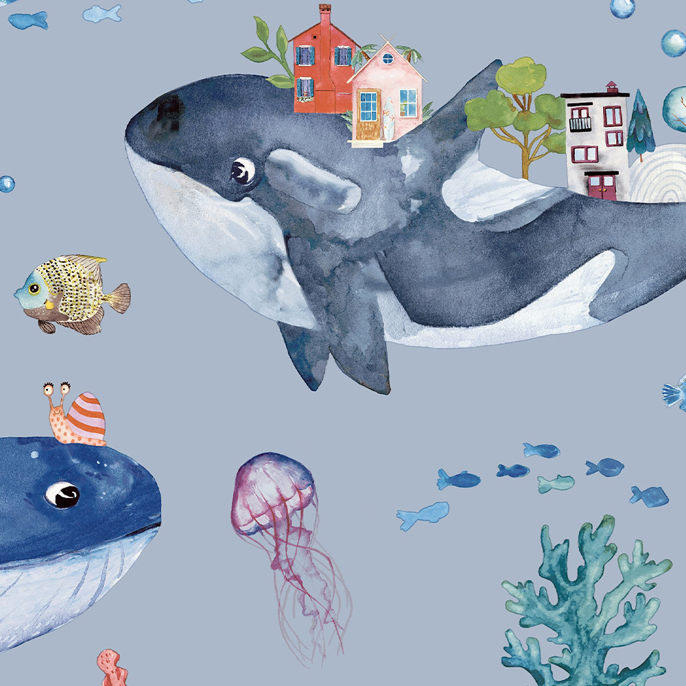 Holden Decor Whale Town Blue Wallpaper Image 4
