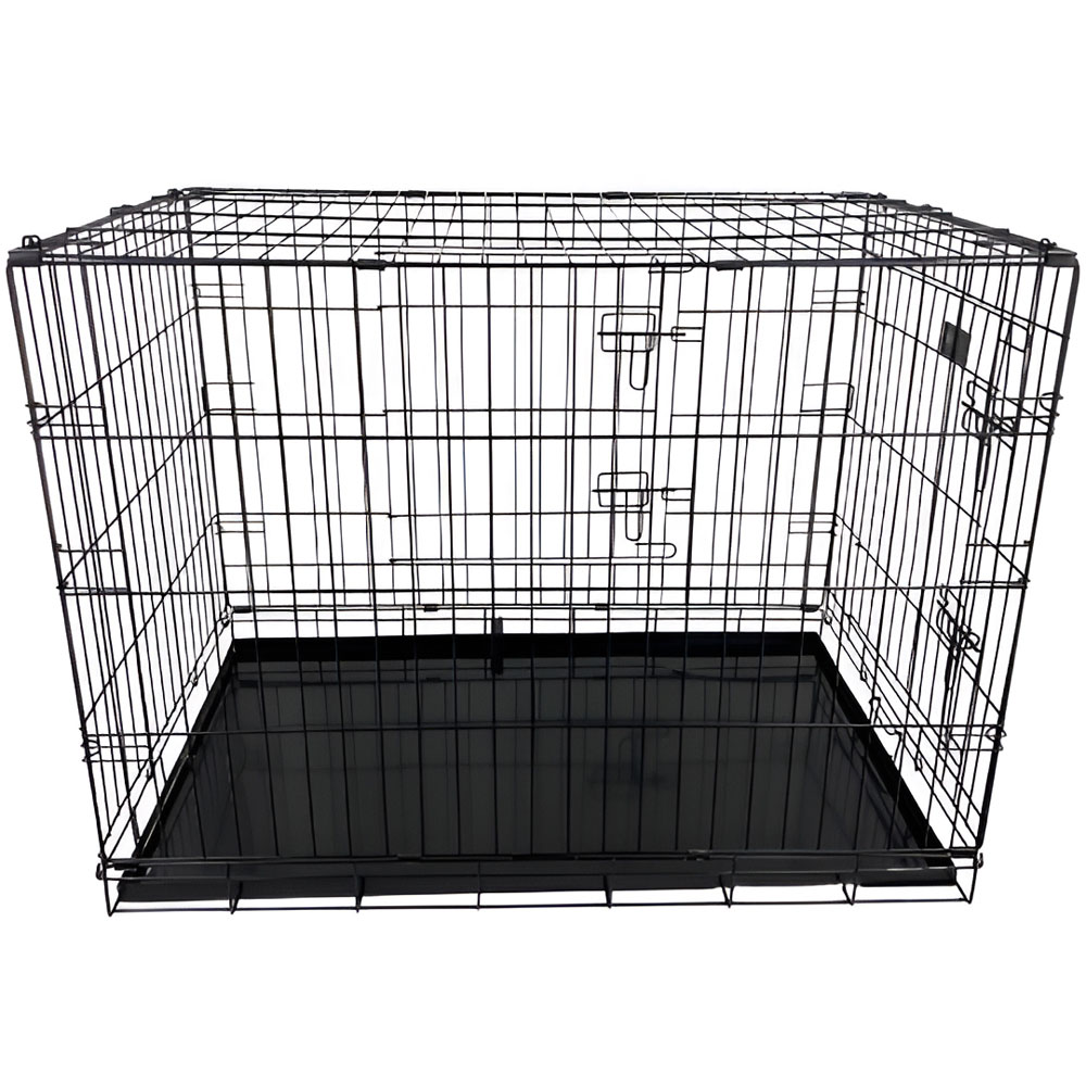HugglePets Small Black Dog Cage with Metal Tray 61cm Image 3