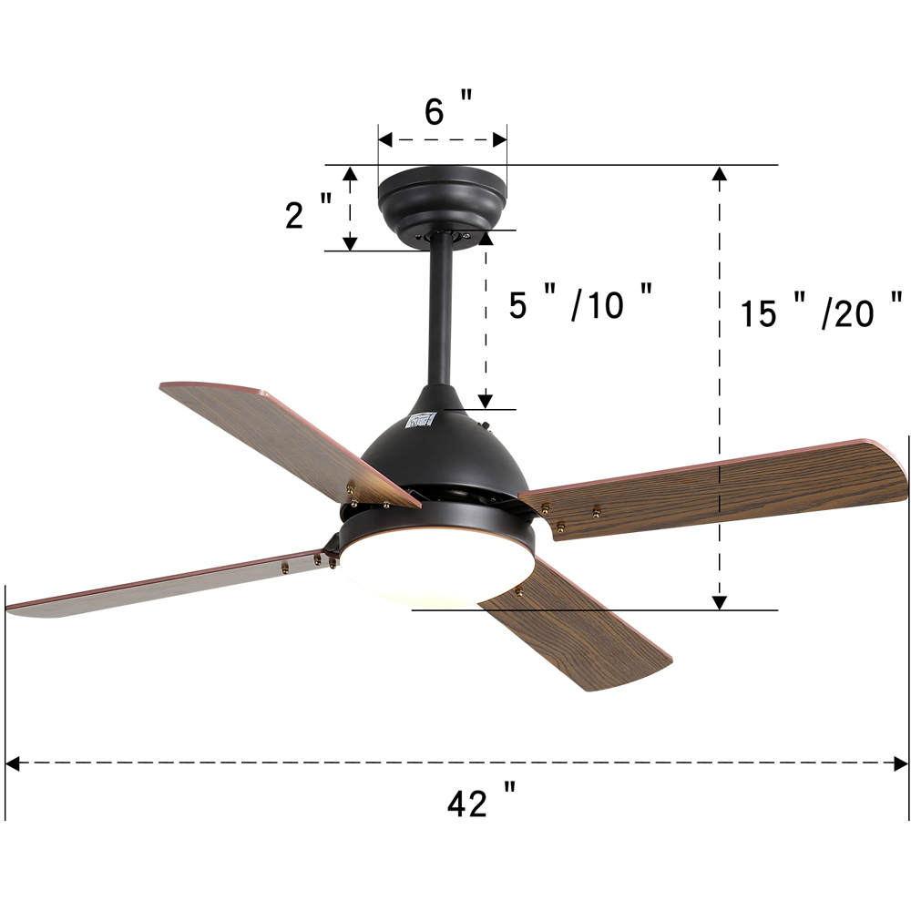 Living and Home Brown Adjustable Ceiling Fan with Light Image 8