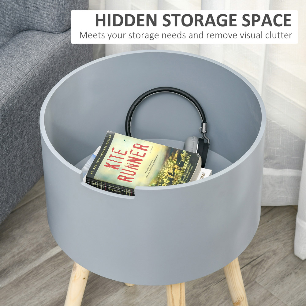 Portland Modern Grey Side Table with Hidden Storage Image 4
