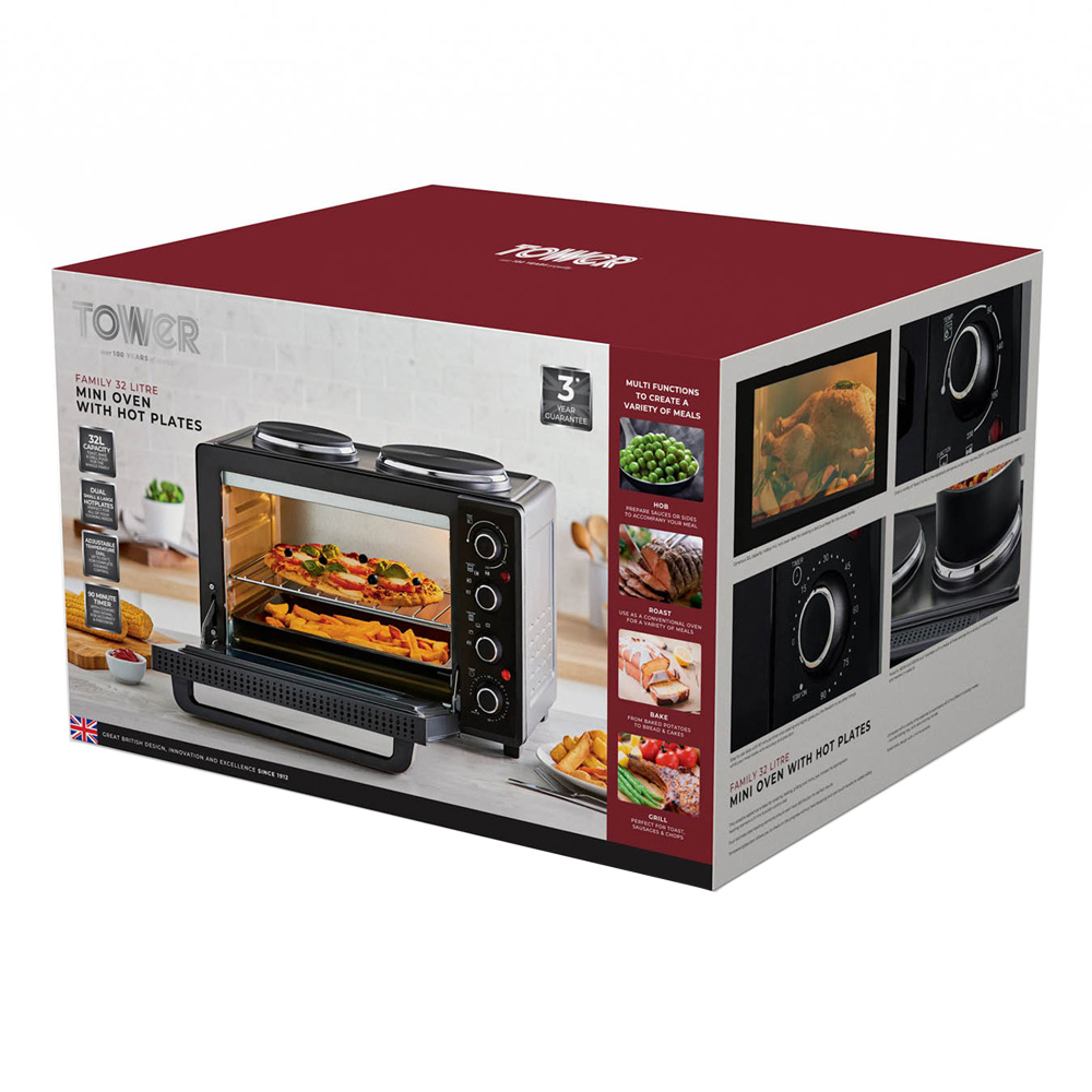 Tower T14044 Black Mini Oven with Hot Plates 32L Image 8
