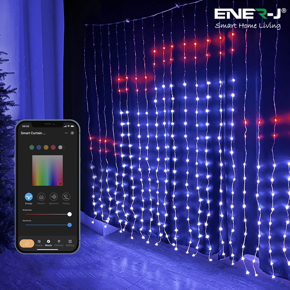 ENER-J Smart RGB Curtain Fairy Lights 2 x 2m Image 5