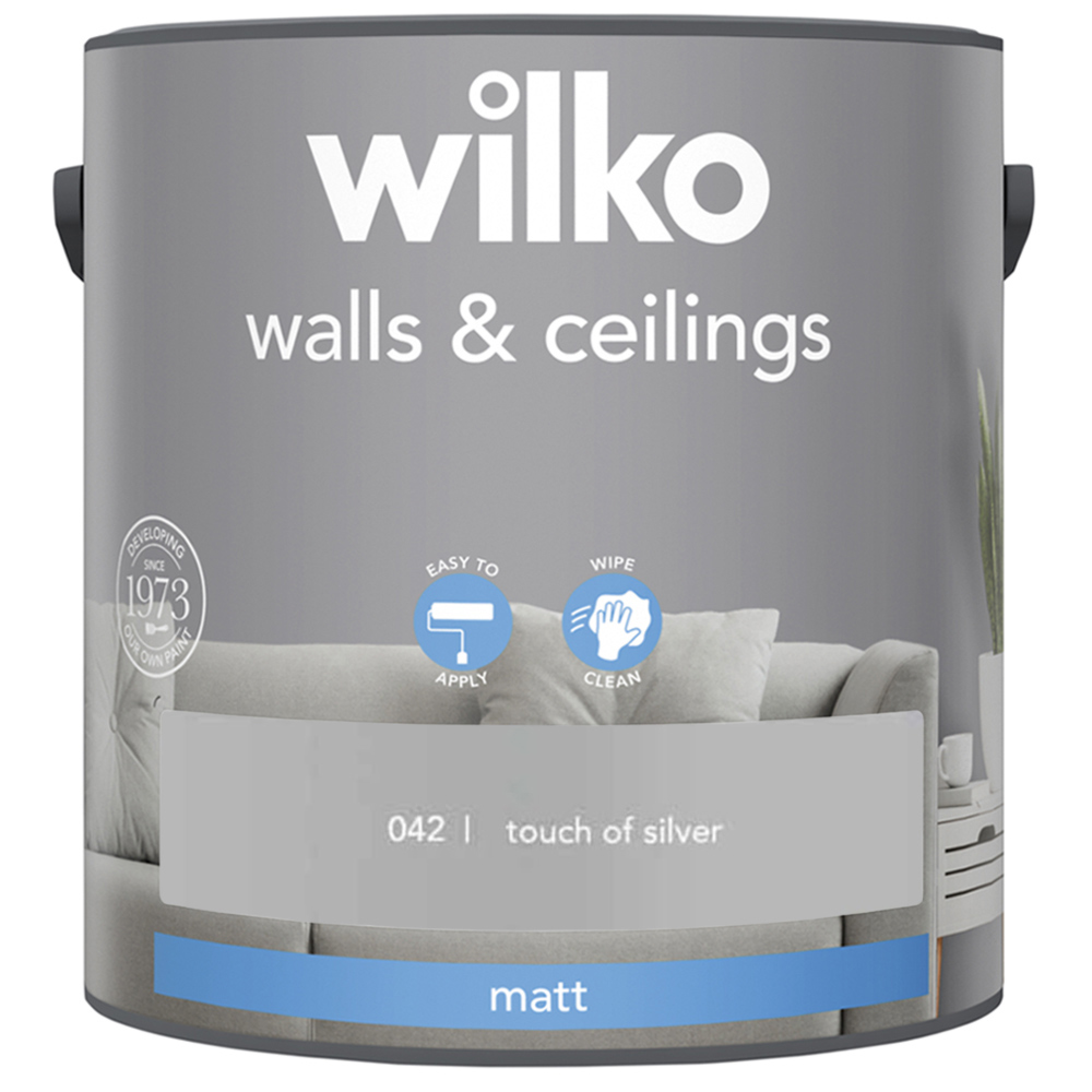 Wilko Walls & Ceilings Touch of Silver Matt Emulsion Paint 2.5L Image 2