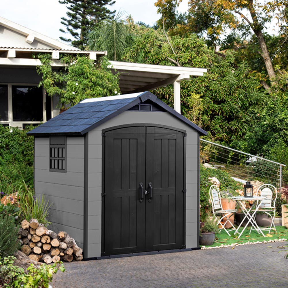 Keter Premier 7.5 x 7ft Grey Outdoor Apex Garden Storage Shed Image 2