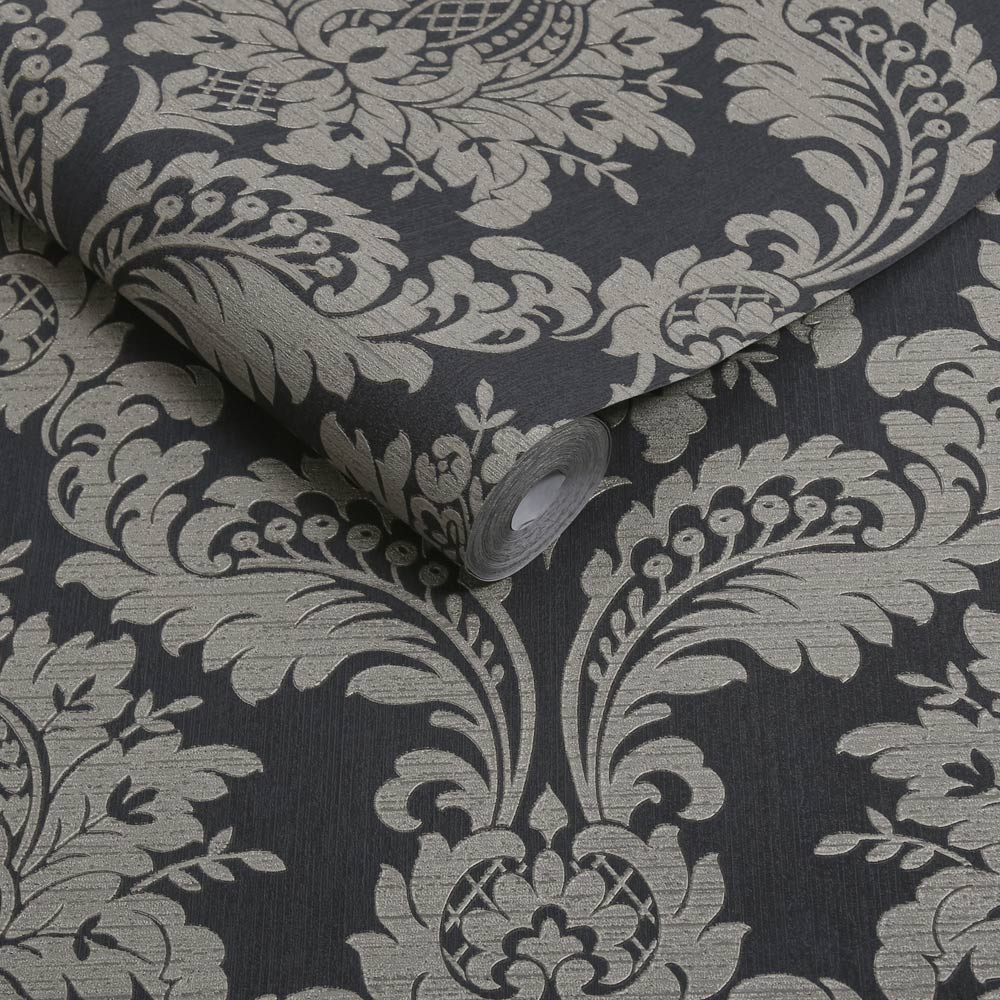 Boutique Archive Damask Black and Gold Wallpaper Image 2