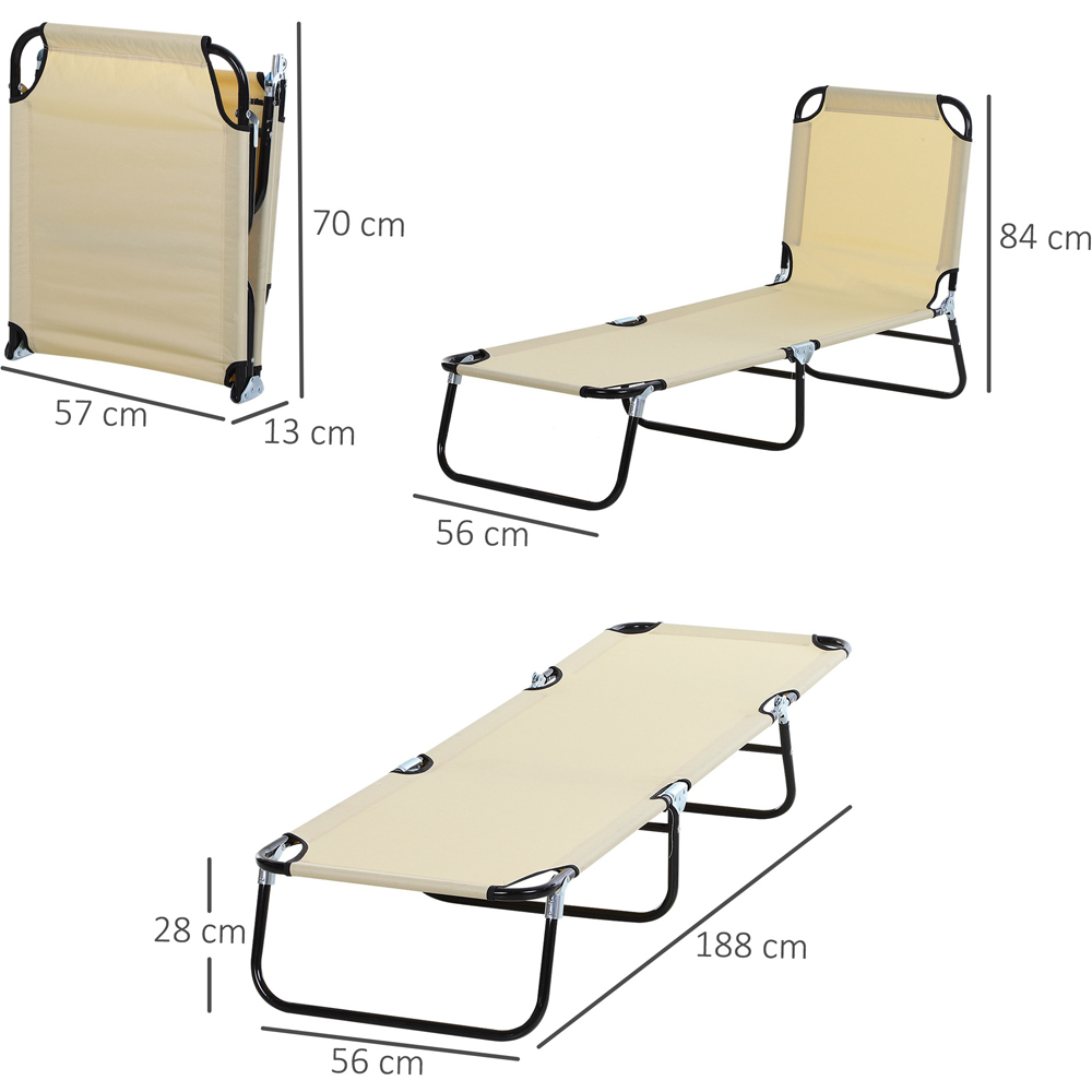 Outsunny Beige Foldable Sun Lounger Image 7