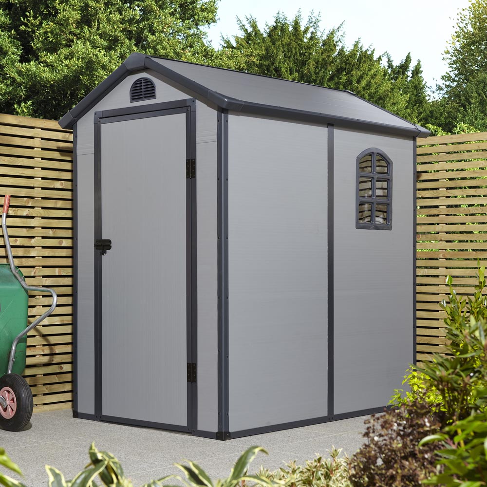 Rowlinson 4 x 6ft Light Grey Airevale Plastic Garden Shed Image 5