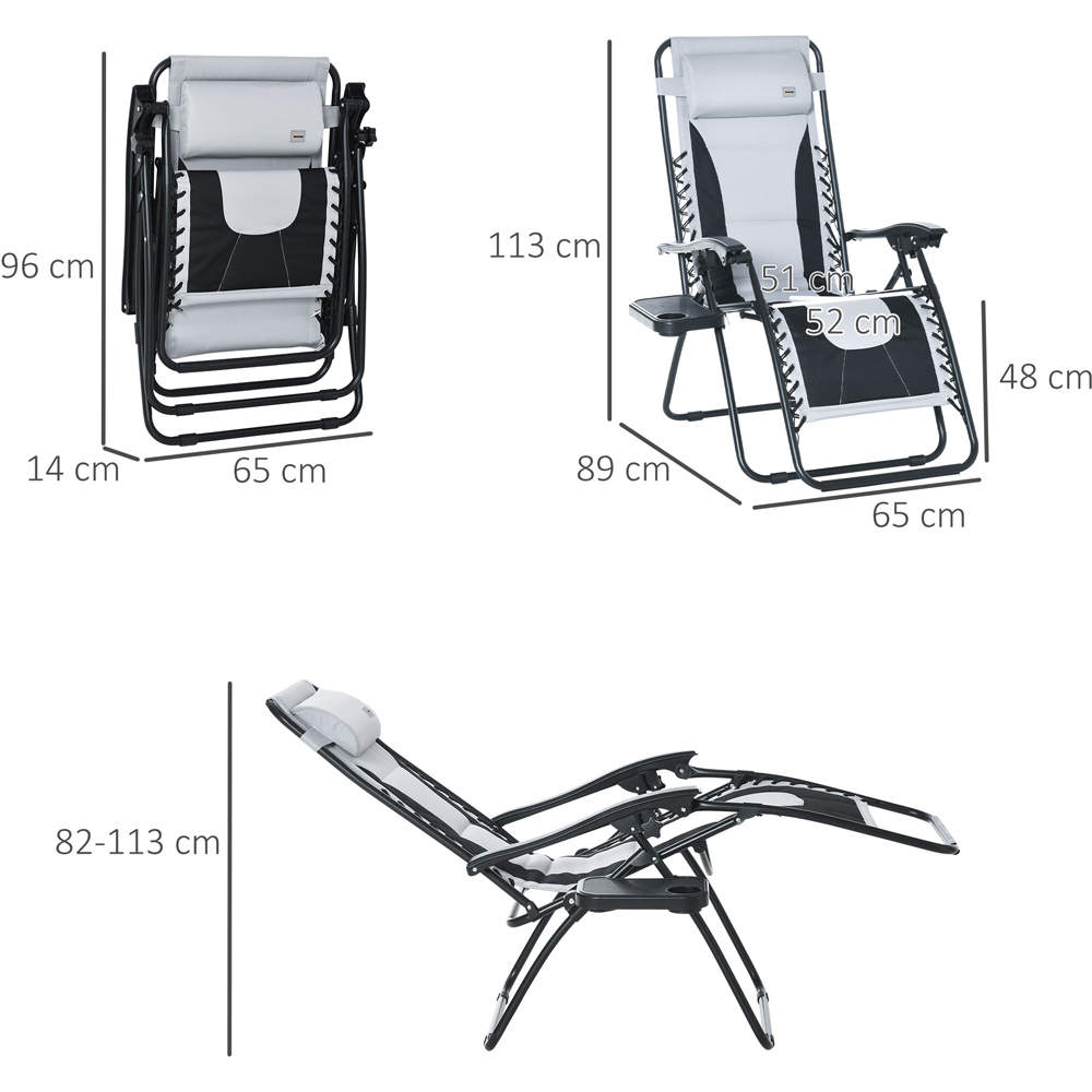 Outsunny Light Grey Zero Gravity Folding Recliner Chair Image 8