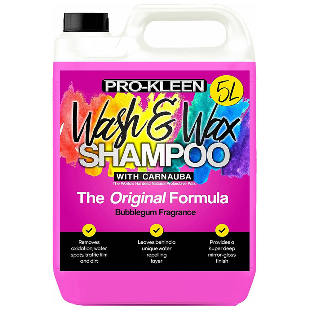 Pro-Kleen 2-in-1 Wash and Wax Shampoo Bubble Gum Fragrance 5L Image 1