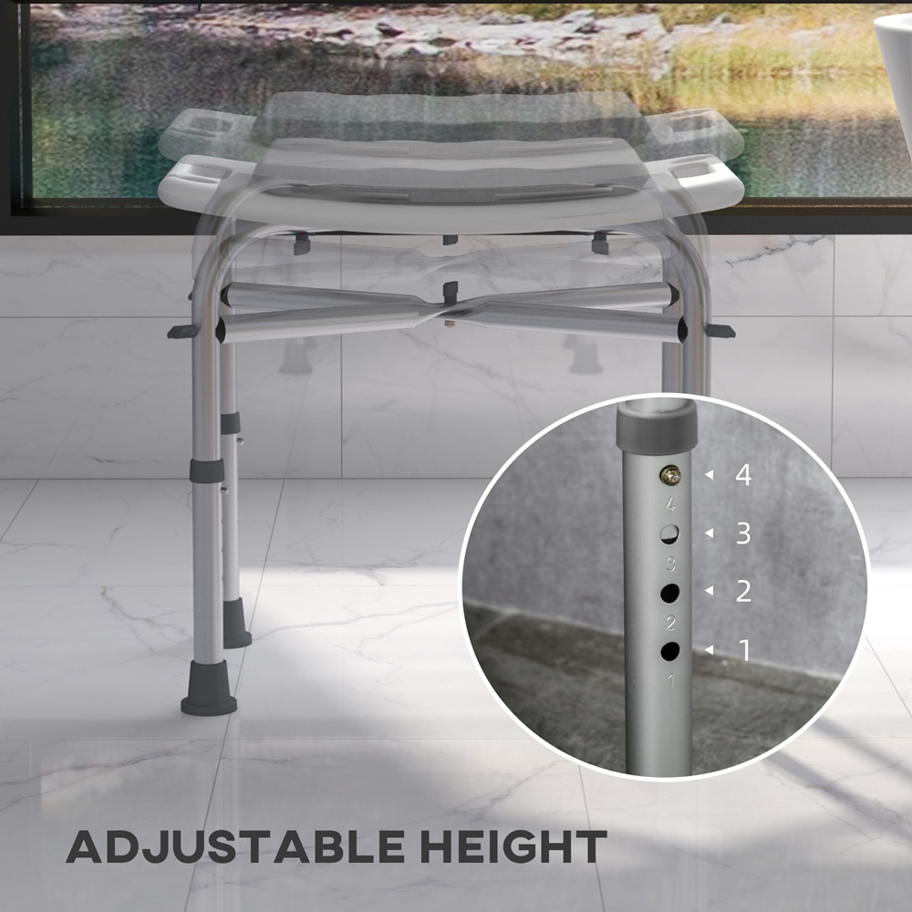 HOMCOM Height Adjustable Aluminium Shower Stool Image 7