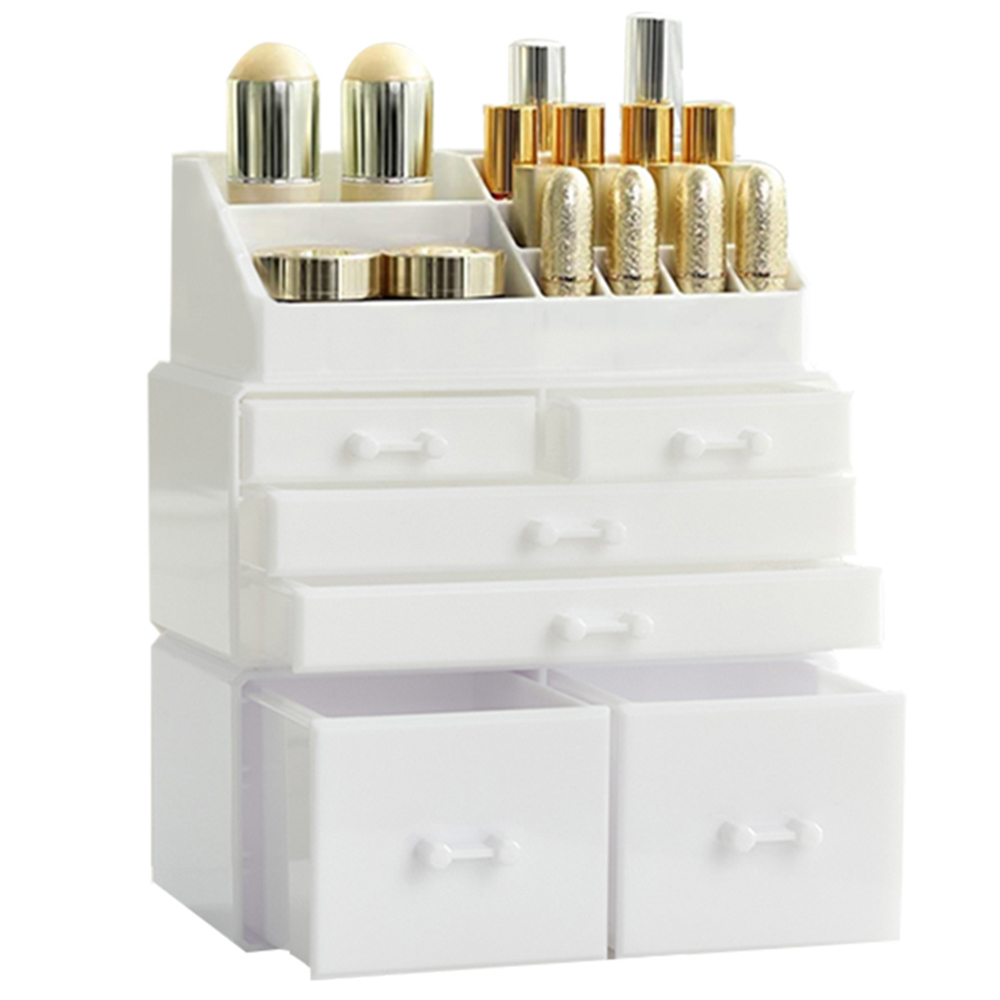 Living and Home White Acrylic Makeup Organiser with Drawers Image 5
