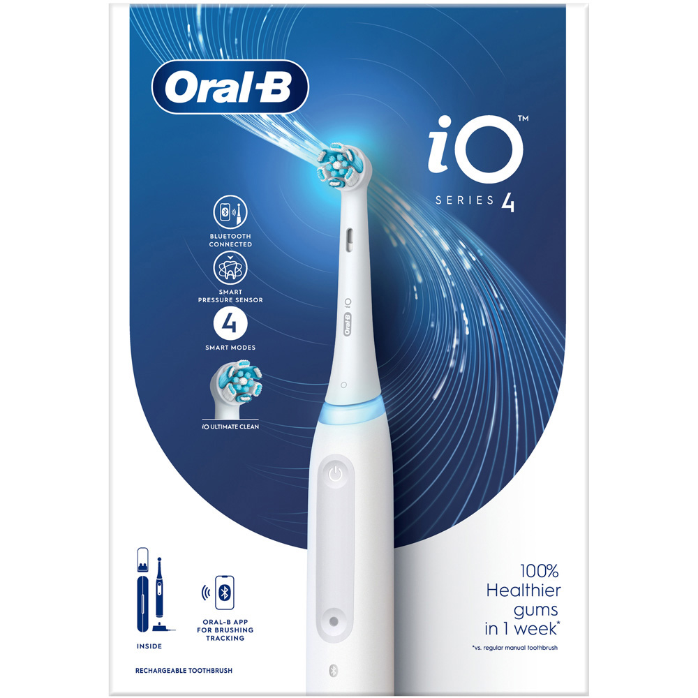 Oral-B iO Series 4 White Rechargeable Toothbrush Operated Electric Toothbrush With Travel Case Image 1
