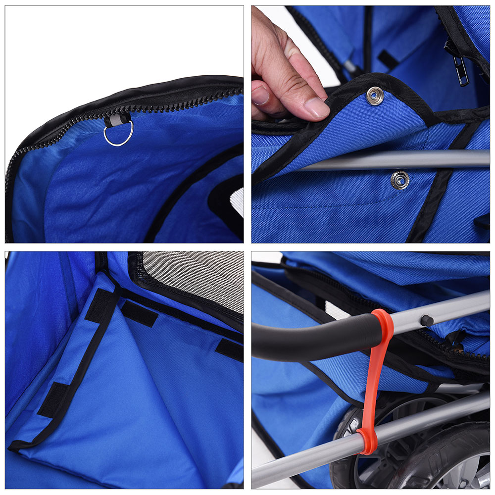 PawHut Pet Stroller With Basket Blue Image 3