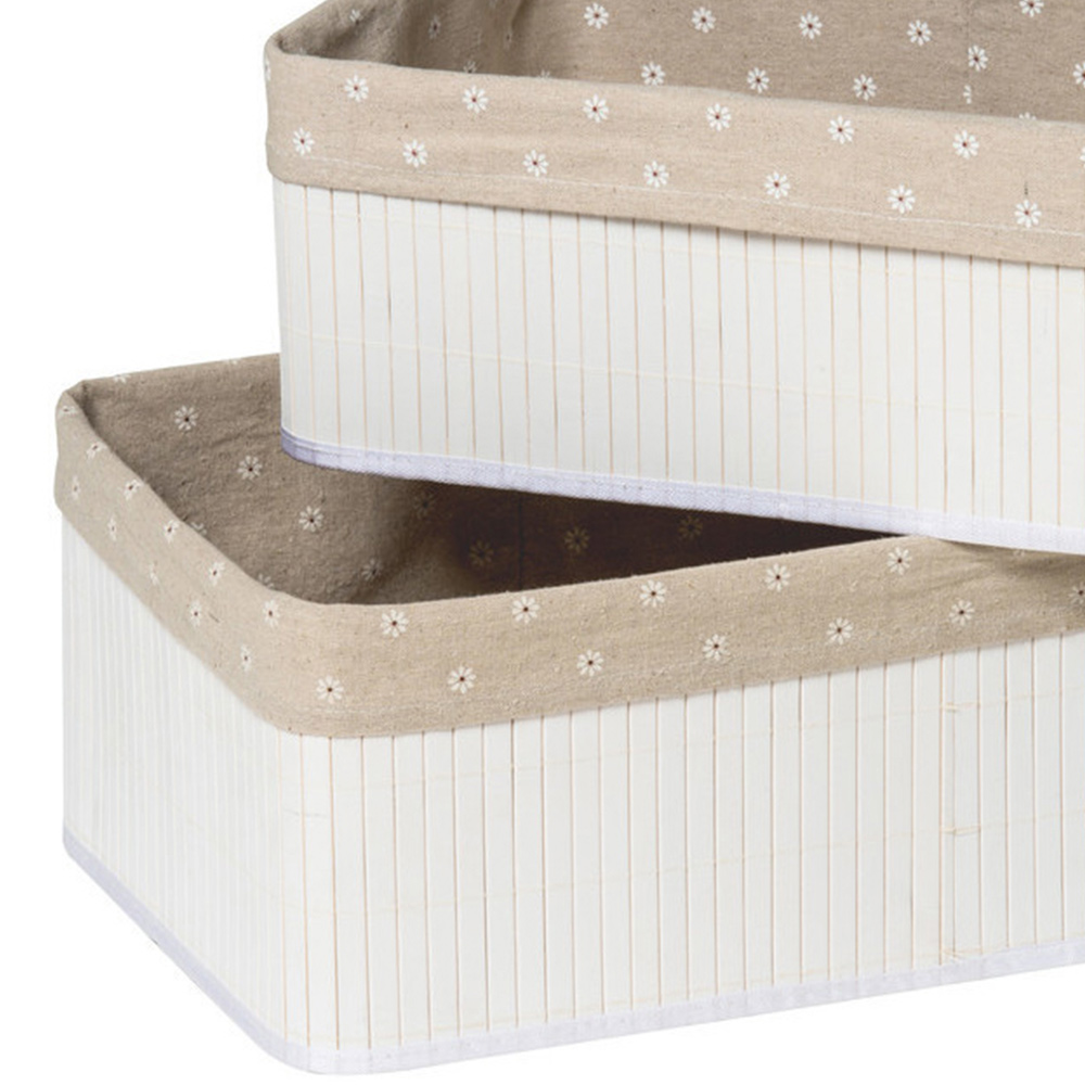 Premier Housewares Kankyo White Bamboo Storage Box Set of 2 Image 2