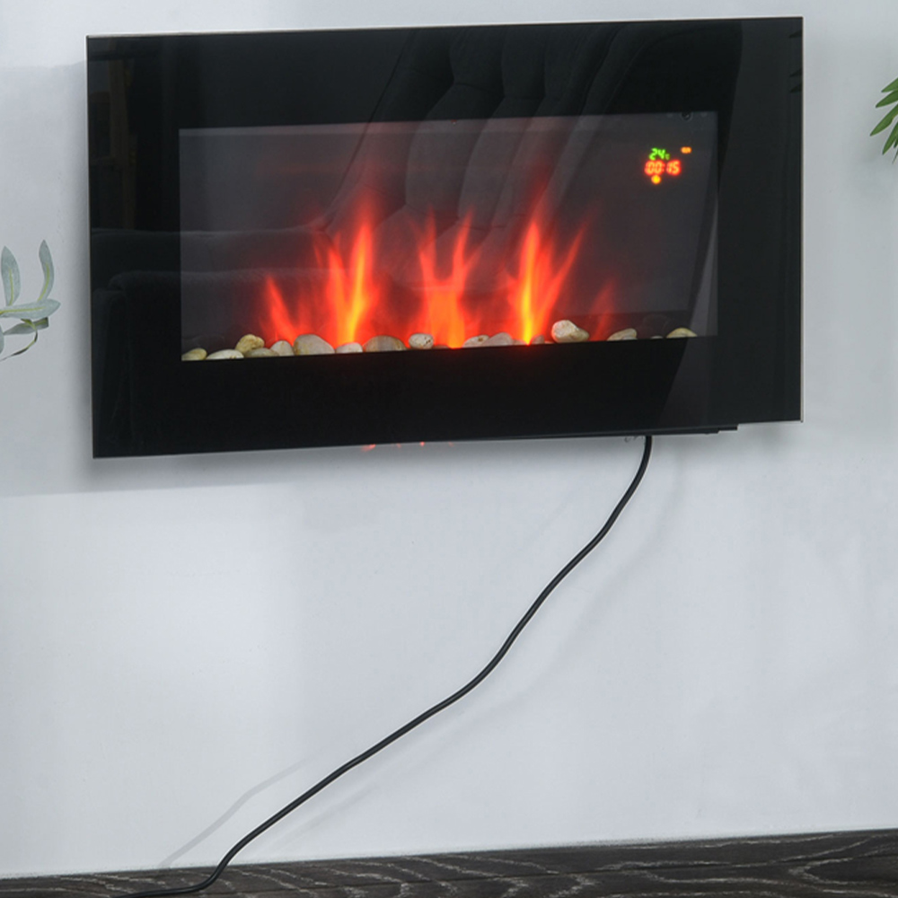 HOMCOM Ava Wall Mounted Glass Fireplace Heater Image 7