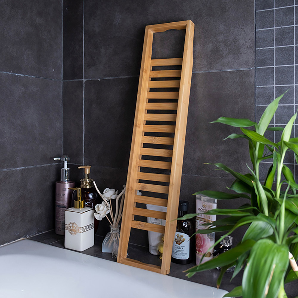 Living and Home Wood Bamboo Bath Tray for Bathroom Image 5