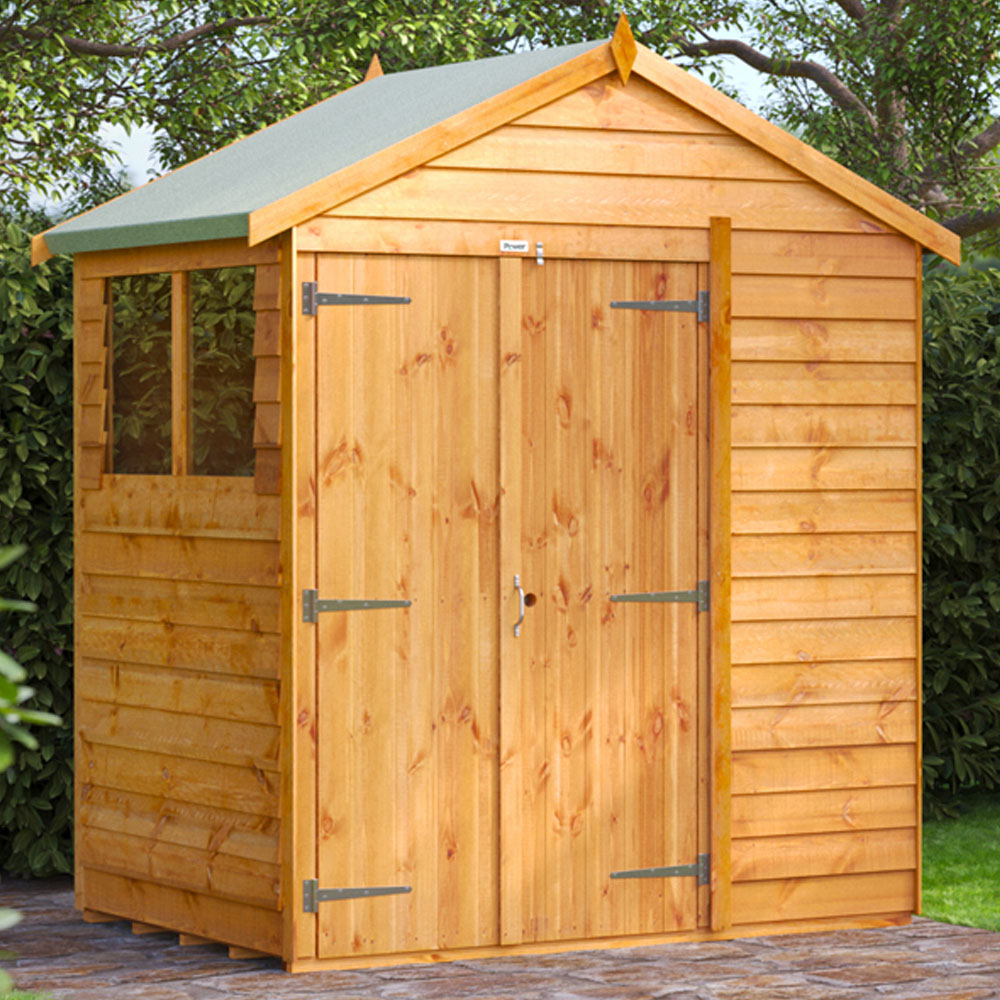 Power Sheds 4 x 6ft Double Door Overlap Apex Wooden Shed Image 2