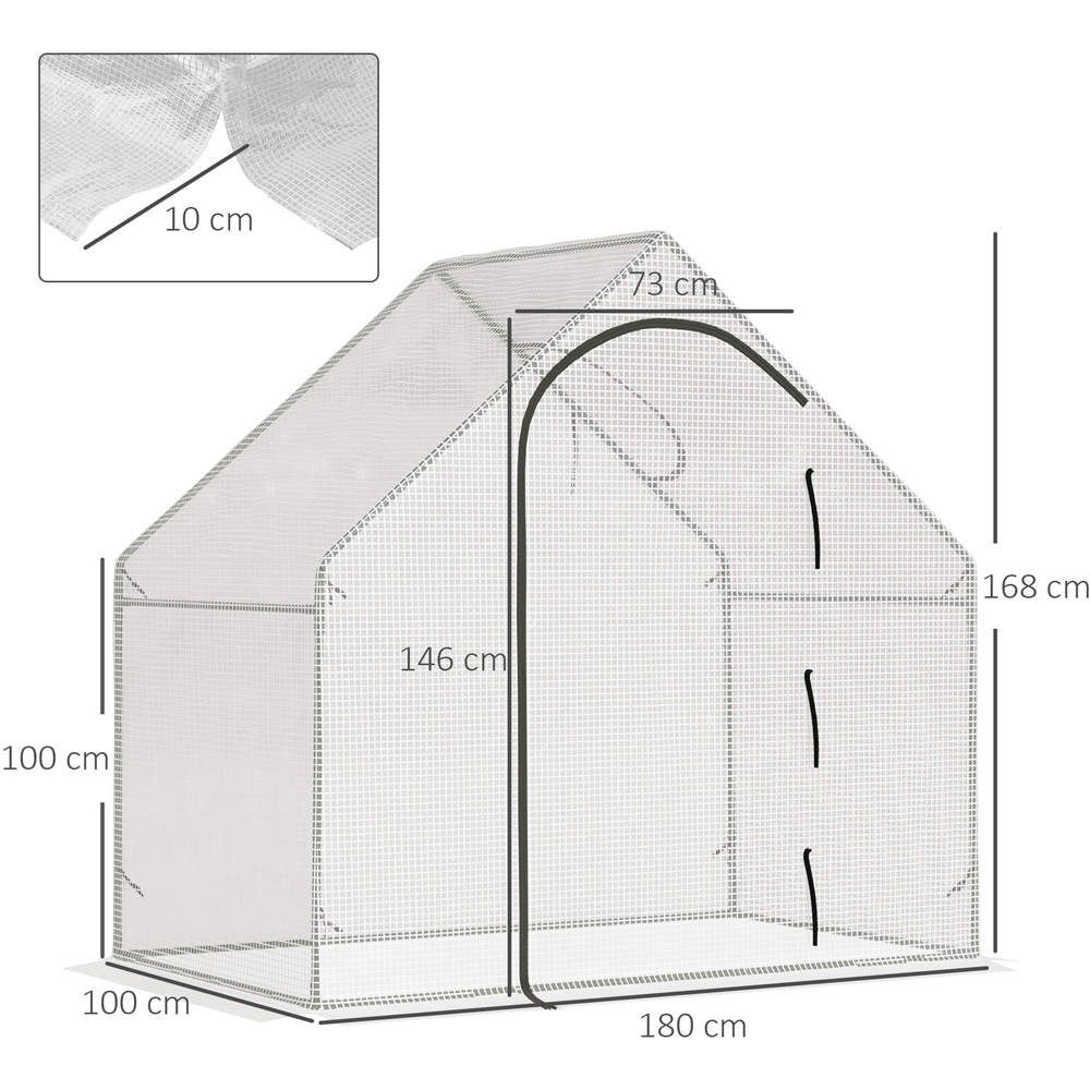 Outsunny White PE Portable Mini Greenhouse-180x100x168cm Image 8