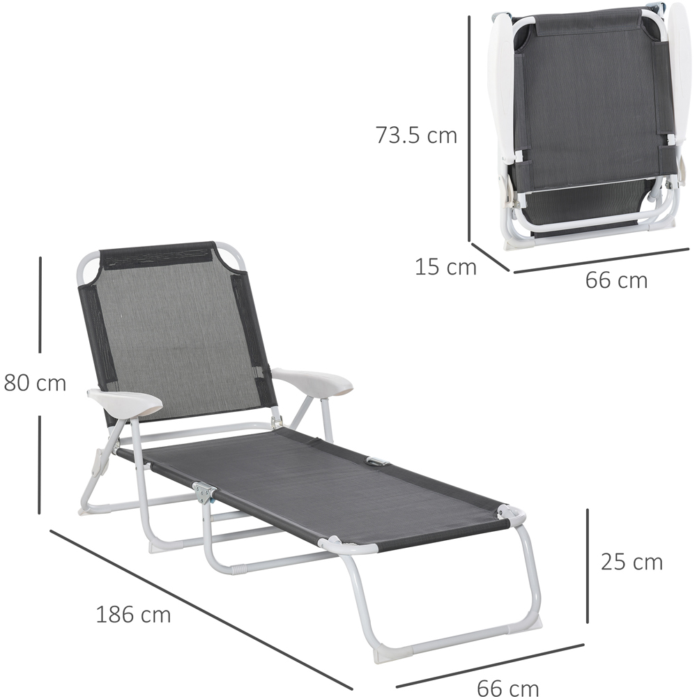 Outsunny Grey 4 Level Adjustable Sun Lounger Image 8