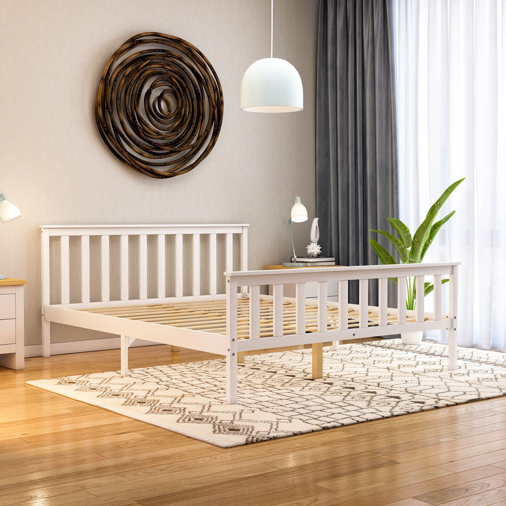 Vida Designs Milan King Size White High Foot Wooden Bed Frame Image 6