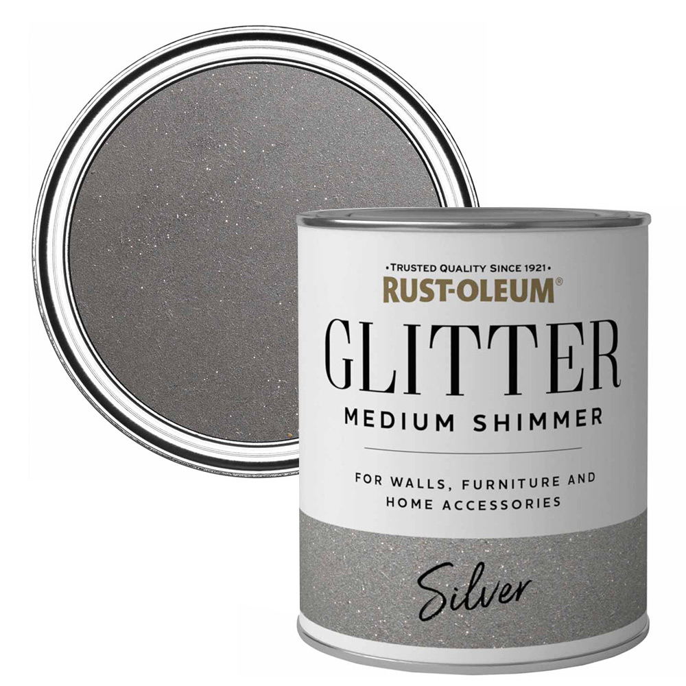 Rust-Oleum Glitter Silver Medium Shimmer Paint 750ml Image 1