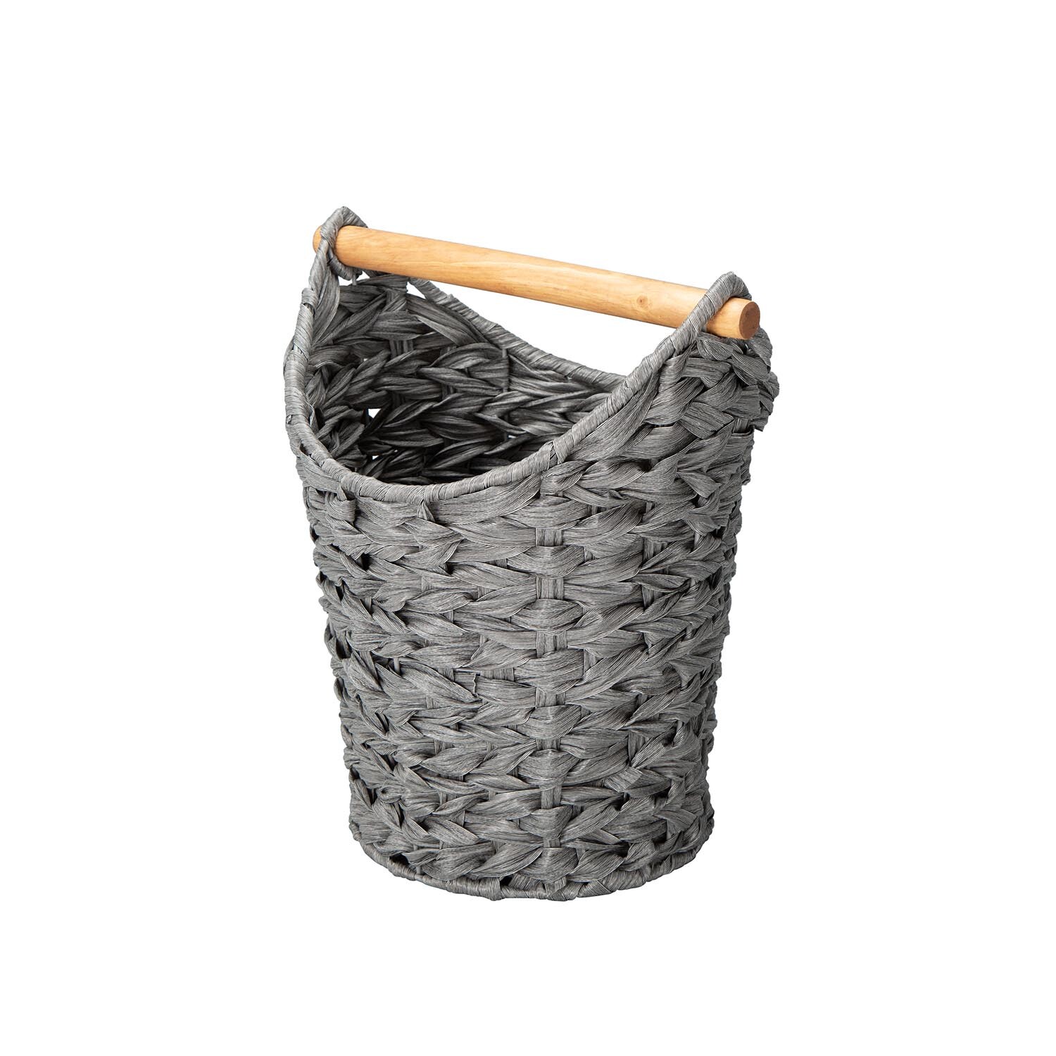 Grey Wicker Toilet Roll Basket Image 2