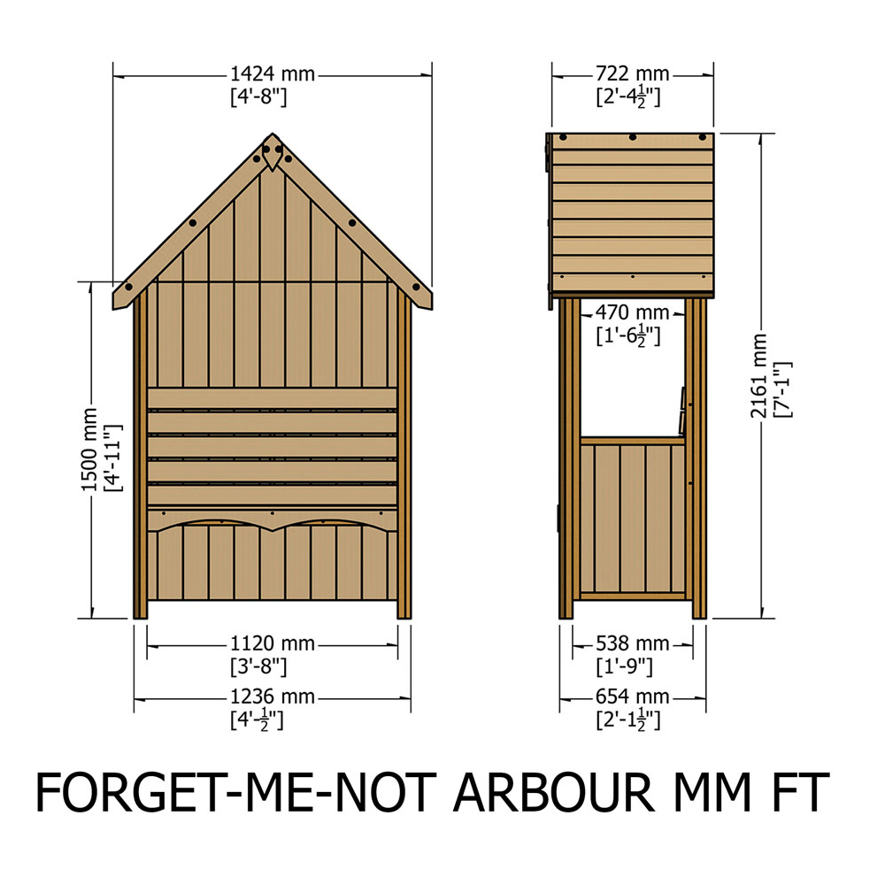 Shire Forget Me Not 2 Seater 7 x 4 x 2.1ft Pressure Treated Arbour Image 2