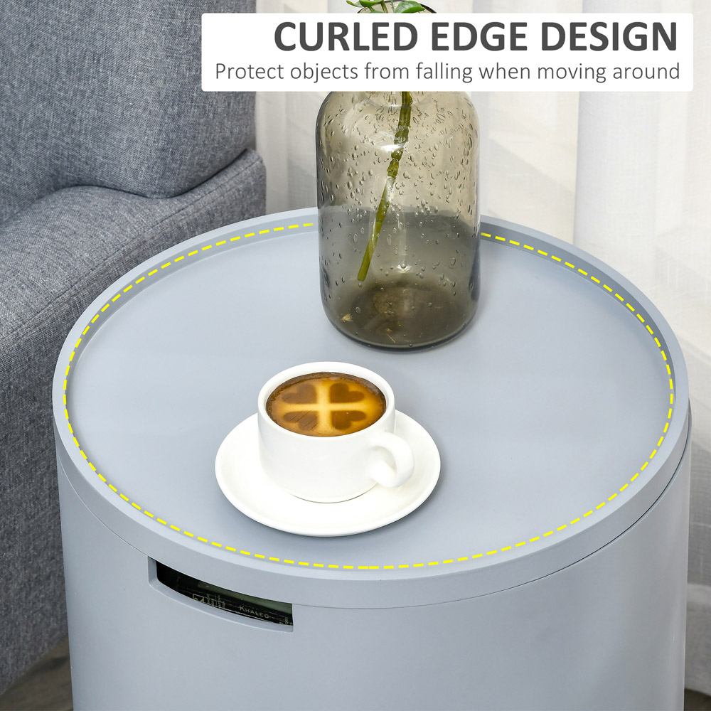Portland Modern Grey Side Table with Hidden Storage Image 5